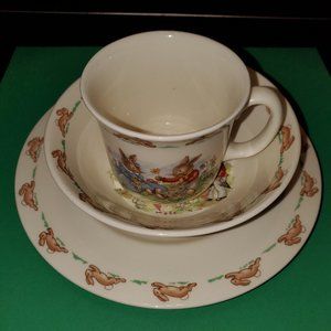 Vintage Bunnykins Three Piece Child Set by Royal Doulton - Cup, Bowl and Plate.